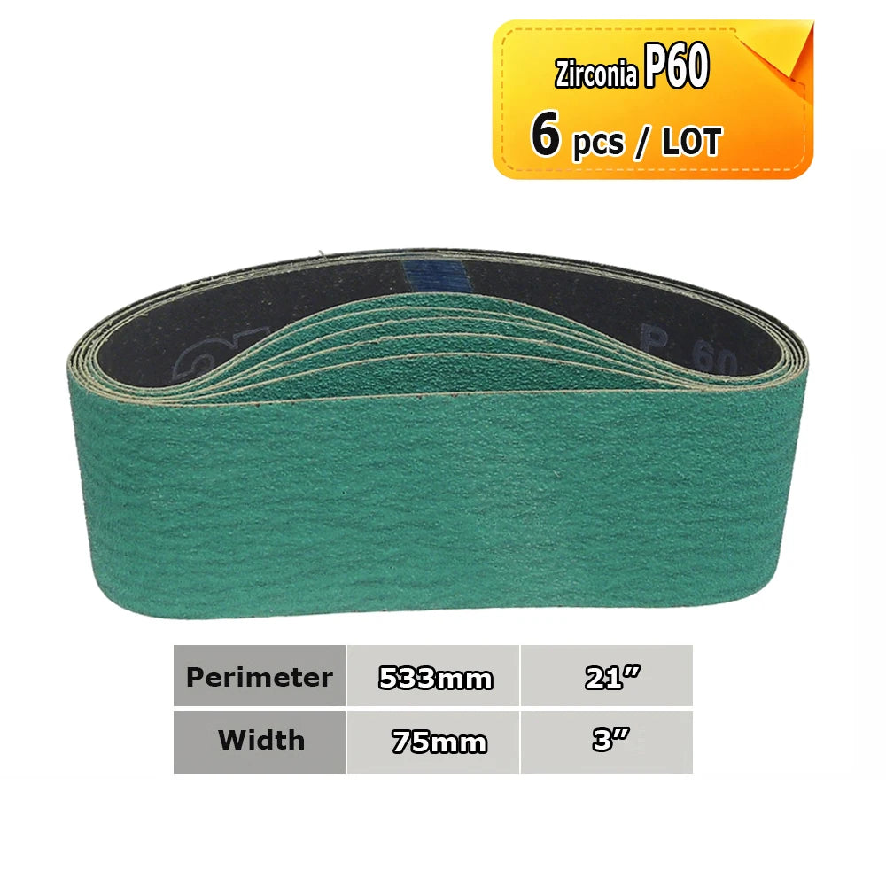 3" x 21" Belt Sander Sanding Bands 533x75mm Abrasive Grinding Belts Ceramic P36 - AO P1500, A3 - A65, Zirconia, Non-woven, Felt