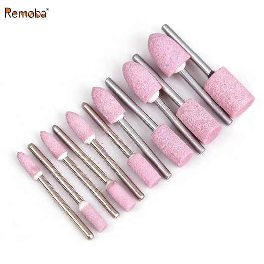 Dia. 4mm-12mm Red Corundum Grinding Stone Heads 3mm Shank Mounted Abrasive Wheel Metal Deburring Mould Polishing Dressing