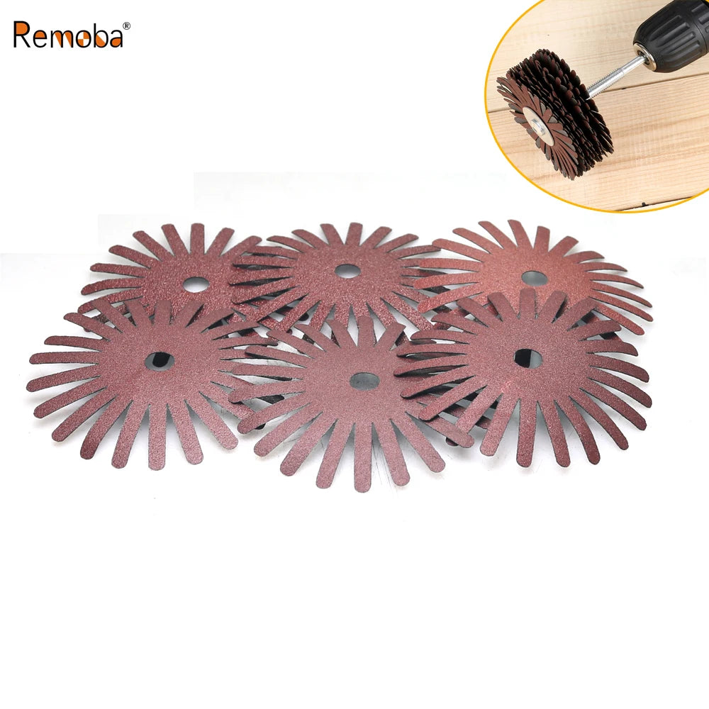 3"/80mm Radial Sanding Cloth Strips Discs Drill Polishing Wheel Brush for Wood Carving