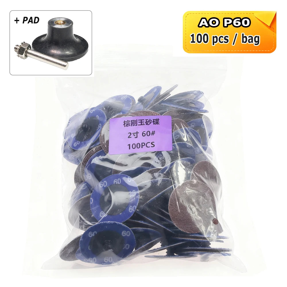100 pcs/bag A/O Torque Sanding Discs P36-P600 for Metal Deburring Grinding Polishing Drill Die Grinder Air Polisher Tools