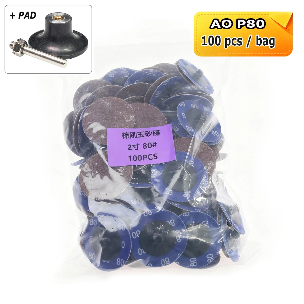 100 pcs/bag A/O Torque Sanding Discs P36-P600 for Metal Deburring Grinding Polishing Drill Die Grinder Air Polisher Tools
