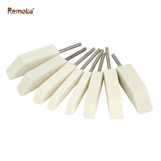 4 pcs 3mm Shank Mounted Square Wool Felt Polishing Head for Lapper Reciprocating Ultrasonic Mold Mirror Finishing