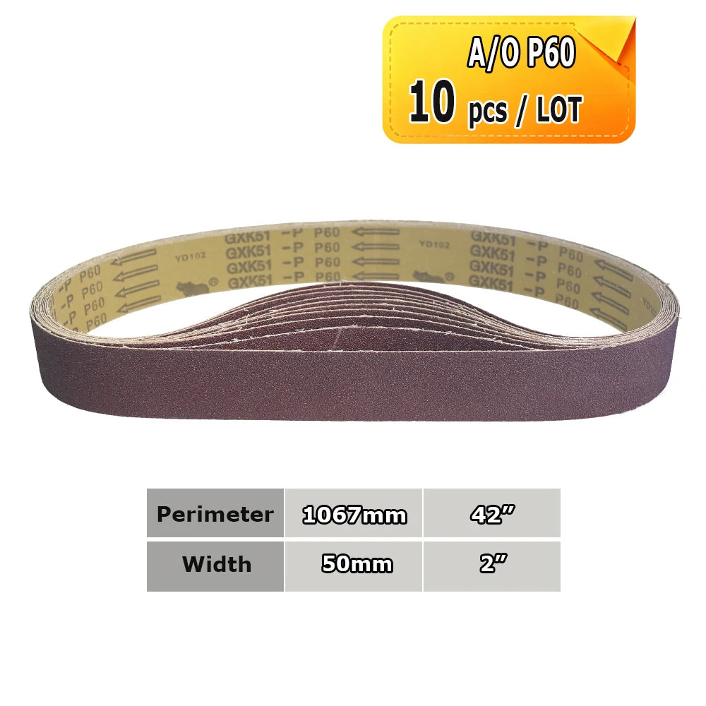 2" x 42" Sanding Belt Sander Knife-Making P40-P800 BORA 5 Ceramic Aluminum Oxide Felt Abrasive Grinding Polishing Bands