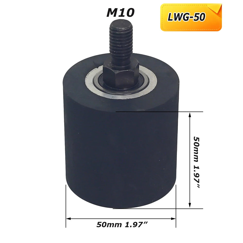 1 piece Rubber-coated Contact Roller Belt Grinder Idler Wheel Spindle / Threaded Rod Attachment