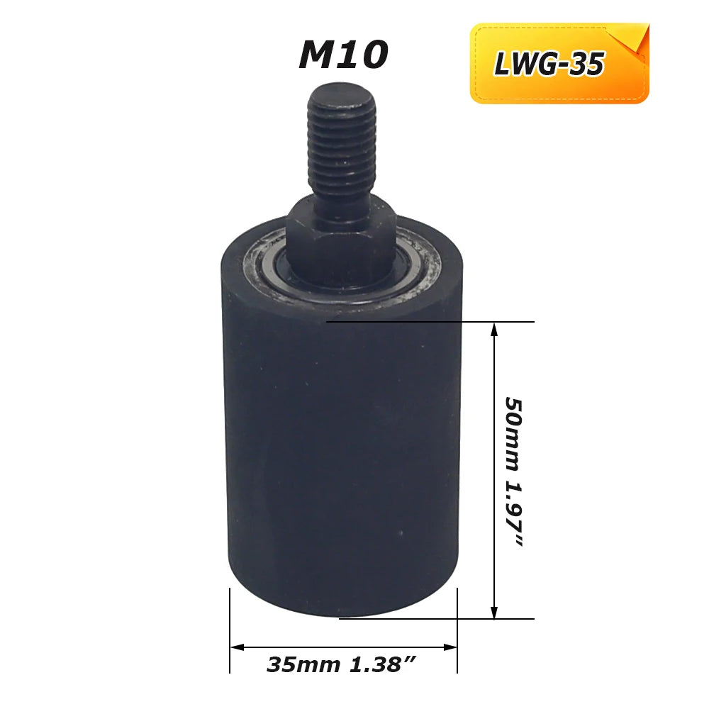 1 piece Rubber-coated Contact Roller Belt Grinder Idler Wheel Spindle / Threaded Rod Attachment