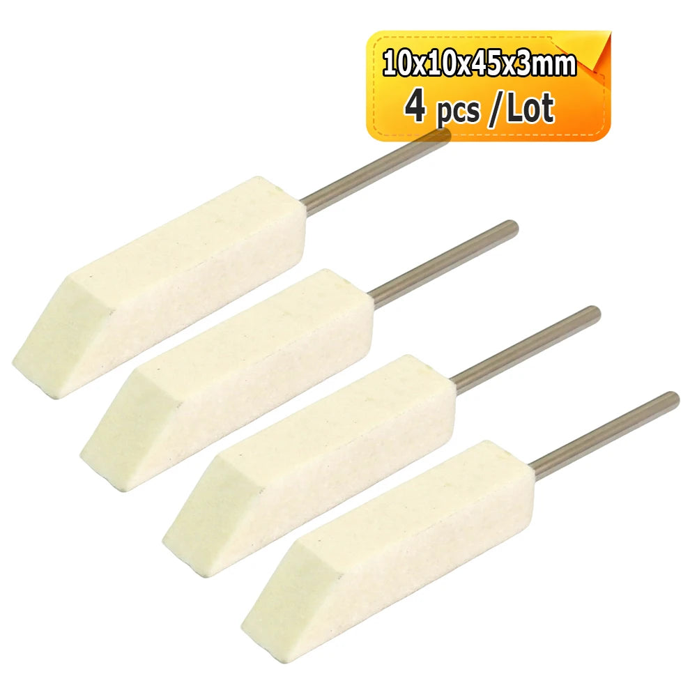 4 pcs 3mm Shank Mounted Square Wool Felt Polishing Head for Lapper Reciprocating Ultrasonic Mold Mirror Finishing