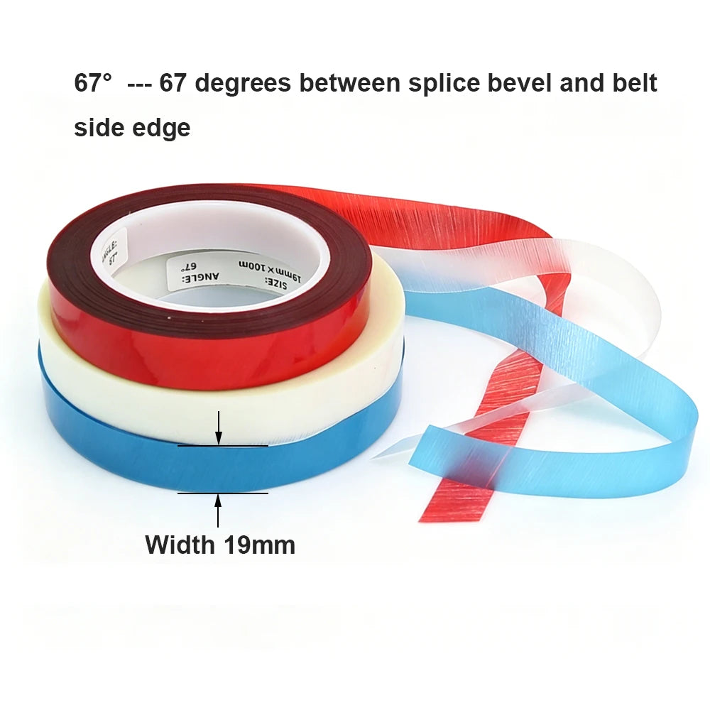 100M/Roll 19mm 67° Sanding Belt Splice Joint Tape Abrasive Band Connector Tape