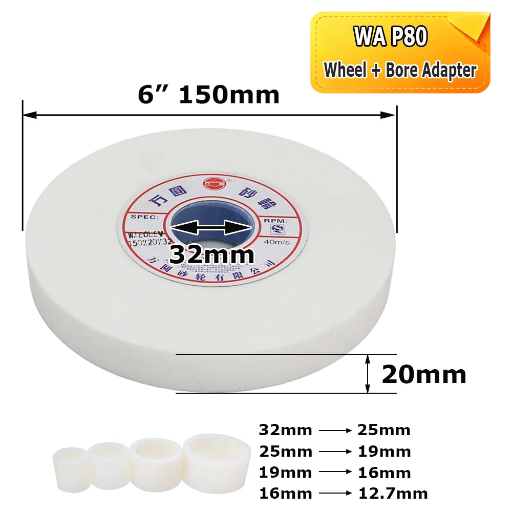 1 pc 150x20x32mm White Fused Alumina Grinding Wheel for Deburring and Finishing HSS Hardened Steel Alloy Steel High-Carbon Steel