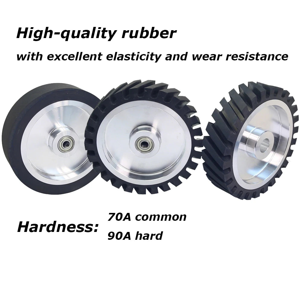 1 piece 200*50mm Rubber Coated Aluminum Contact Wheel 8x2 inch Belt Grinder Rubber Wheel 70A 90A
