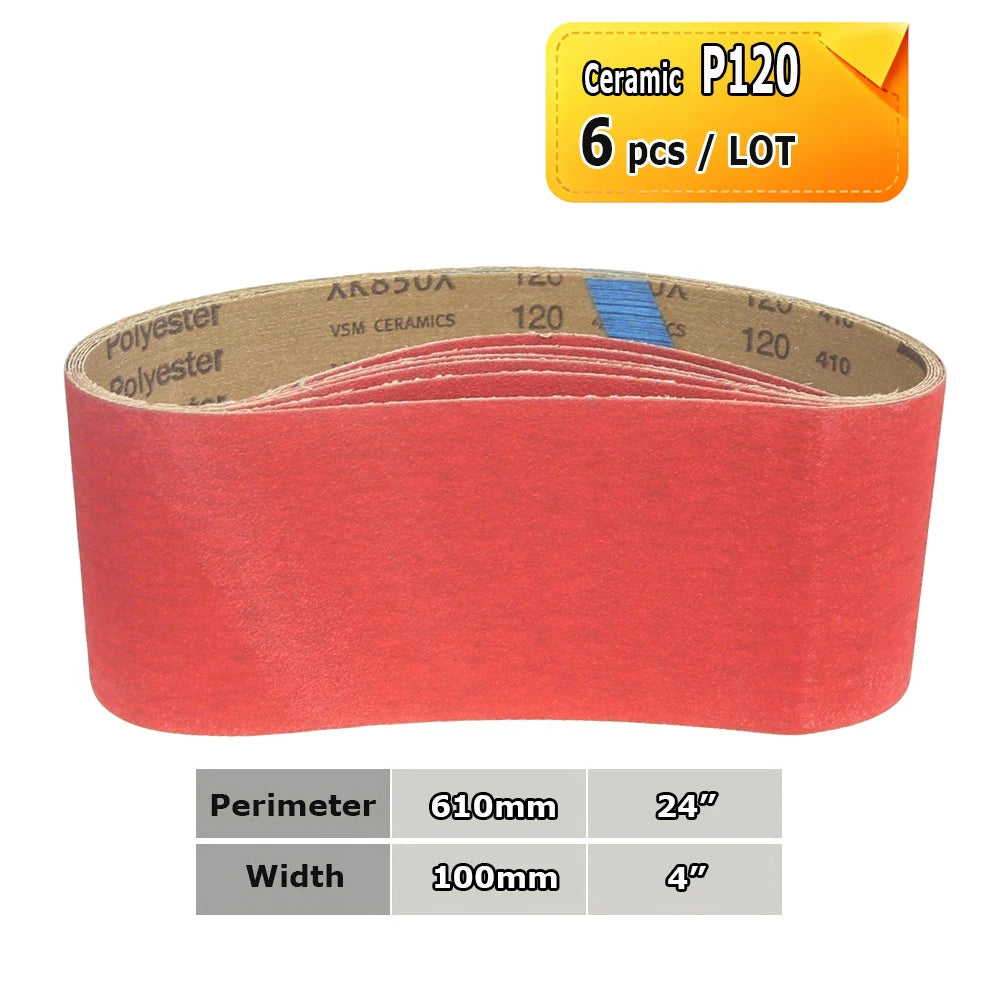 610x100mm Sanding Belts Zirconia Ceramic Aluminum Oxide Abrasive Bands 24"x3.9" for Knife Steel Wood Grinding Polishing