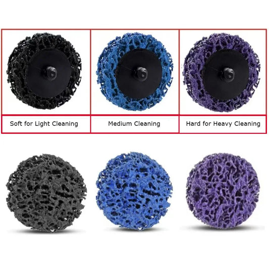 100 pcs 2" Quick-change SiC Net Mesh Nylon Fiber Poly Strip Grinding Disc for Rust Paint Removal Polishing Drill Back-up Pad