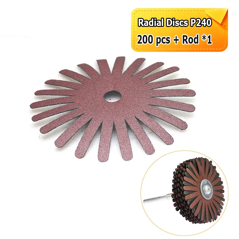 3"/80mm Radial Sanding Cloth Strips Discs Drill Polishing Wheel Brush for Wood Carving