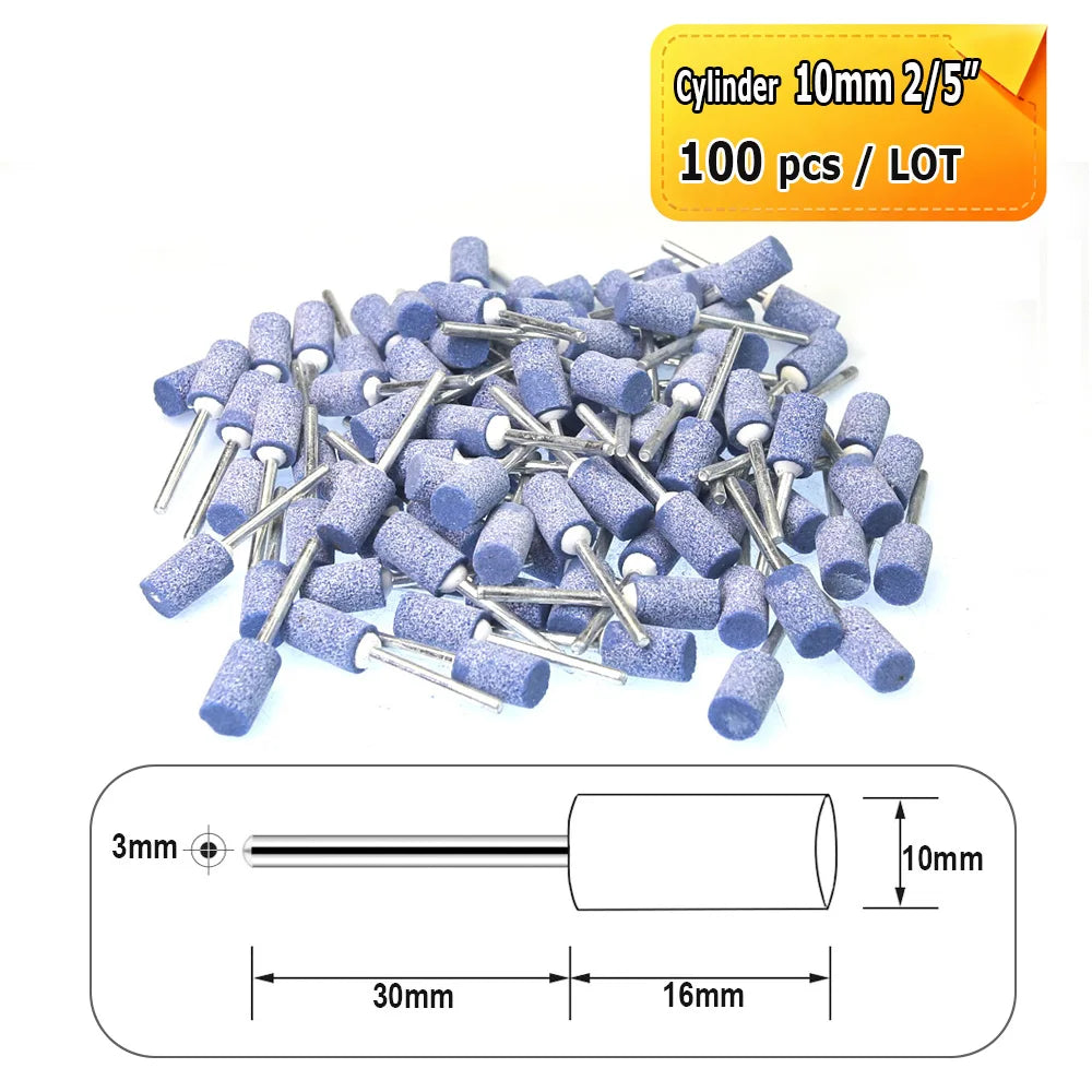 Dia. 4mm-12mm Blue Corundum Grinding Head 3mm Shank Mounted Polishing Points for Steel Molds Rust Removal Repairing