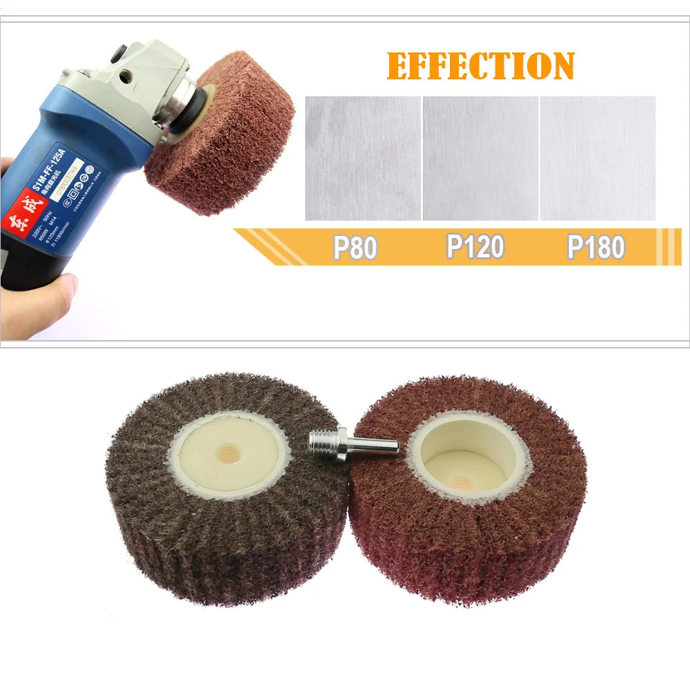 120x50mm M14 Non-woven Polishing Drum Wheel Angle Grinder Abrasive Grinding Wheel for Stainless Steel Finish