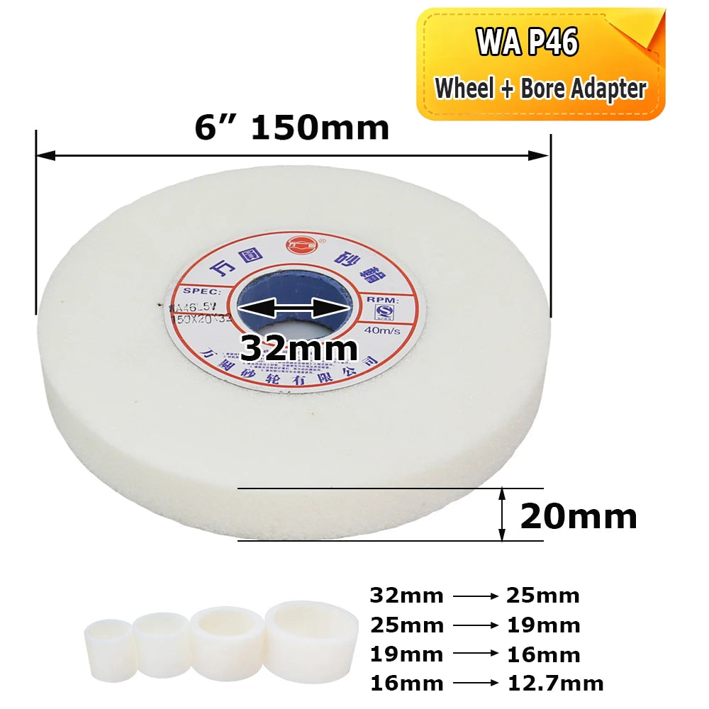 1 pc 150x20x32mm White Fused Alumina Grinding Wheel for Deburring and Finishing HSS Hardened Steel Alloy Steel High-Carbon Steel