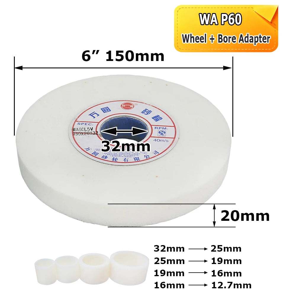 1 pc 150x20x32mm White Fused Alumina Grinding Wheel for Deburring and Finishing HSS Hardened Steel Alloy Steel High-Carbon Steel