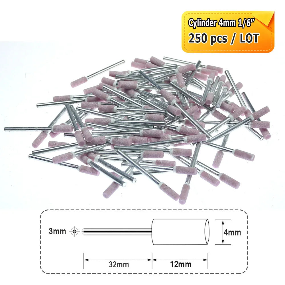 Dia. 4mm-12mm Red Corundum Grinding Stone Heads 3mm Shank Mounted Abrasive Wheel Metal Deburring Mould Polishing Dressing