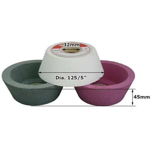 1 pc 125mm/5" WA/PA/GC Ceramic Bowl Abrasive Grinding Wheel for Steel Carbide Glass Polishing Precision Tool Sharpening