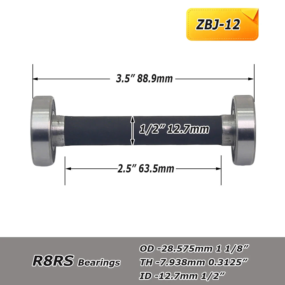 1 piece Rubber-coated Contact Roller Belt Grinder Idler Wheel Spindle / Threaded Rod Attachment