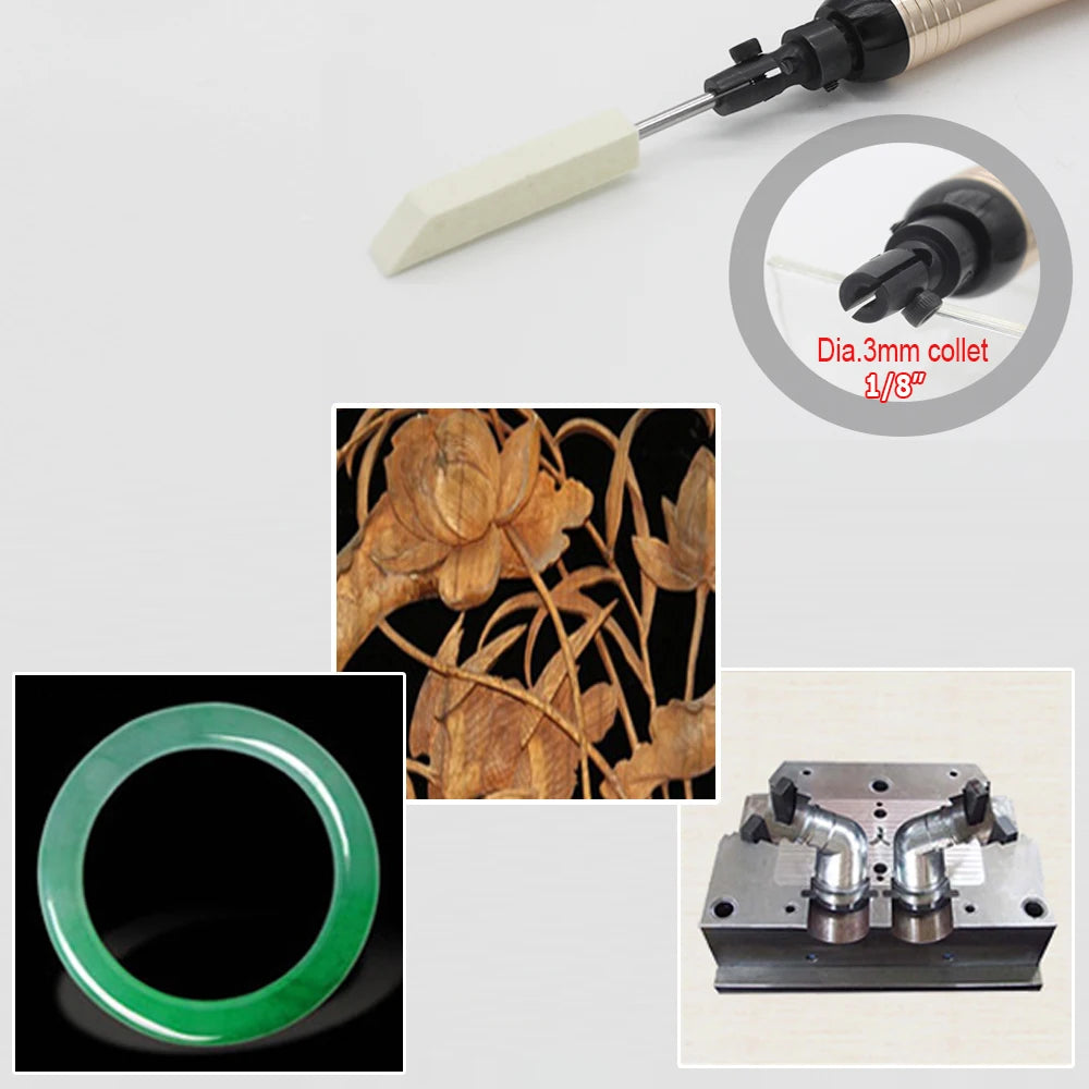 4 pcs 3mm Shank Mounted Square Wool Felt Polishing Head for Lapper Reciprocating Ultrasonic Mold Mirror Finishing