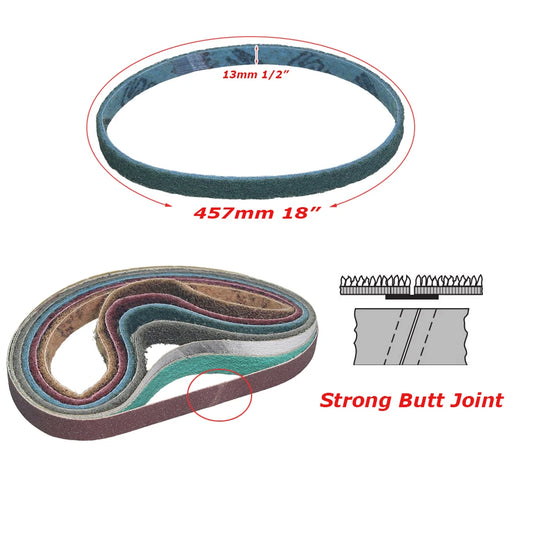 1/2 x 18" Sanding Belt 457x13mm Abrasive Grinding Belts Zirconia P40 - Aluminum Oxide P1200, A3 - A65, Non-woven Nylon Fiber