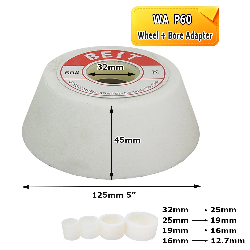 1 pc 125mm/5" WA/PA/GC Ceramic Bowl Abrasive Grinding Wheel for Steel Carbide Glass Polishing Precision Tool Sharpening