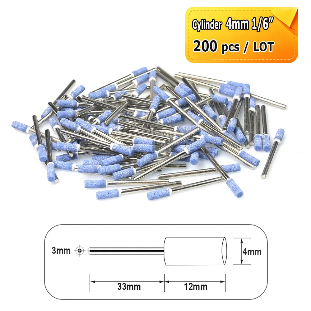 Dia. 4mm-12mm Blue Corundum Grinding Head 3mm Shank Mounted Polishing Points for Steel Molds Rust Removal Repairing