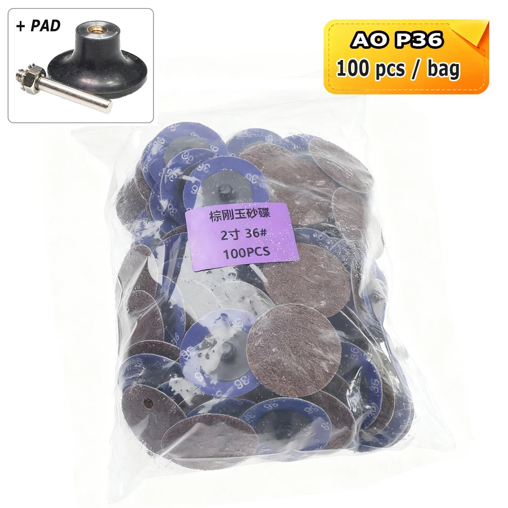 100 pcs/bag A/O Torque Sanding Discs P36-P600 for Metal Deburring Grinding Polishing Drill Die Grinder Air Polisher Tools