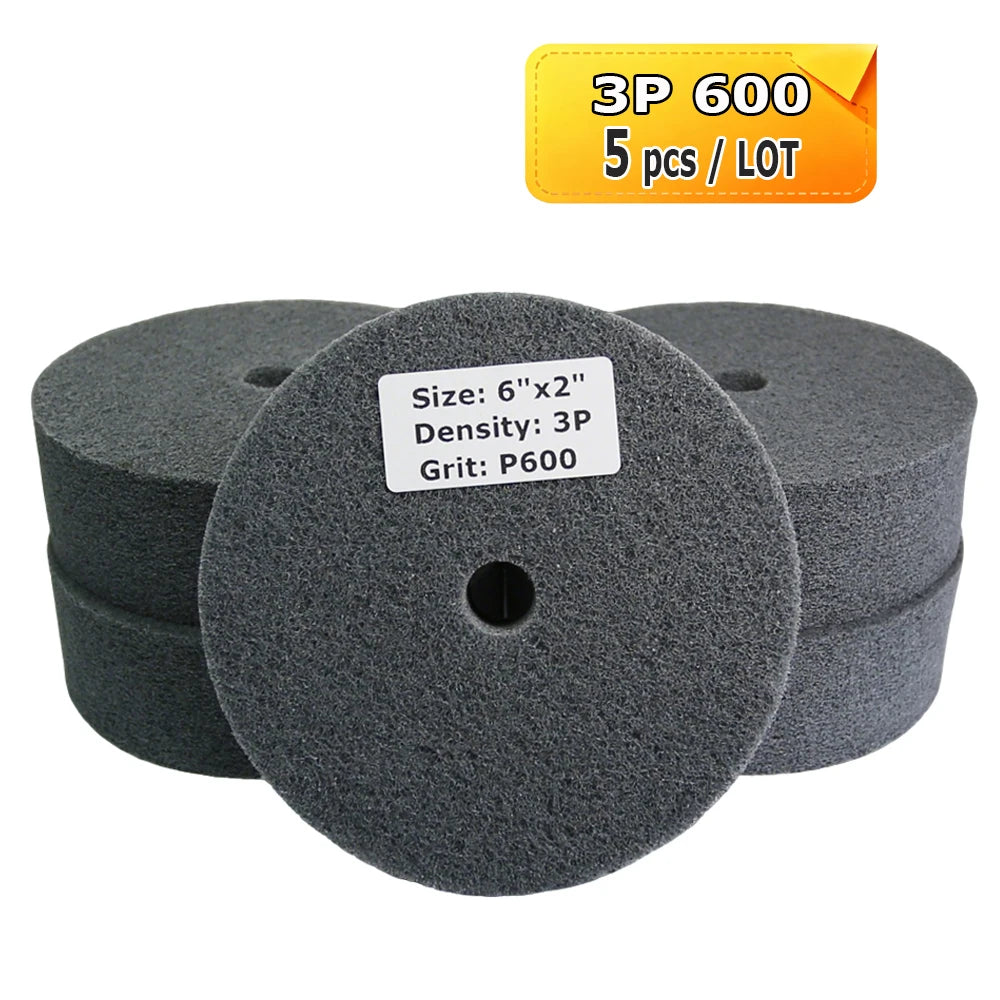 6 Inch Nylon Polishing Wheel 150x50mm Non-Woven Abrasive Buffing Pad for Metal Stainless Steel Aluminum Surface Finishing
