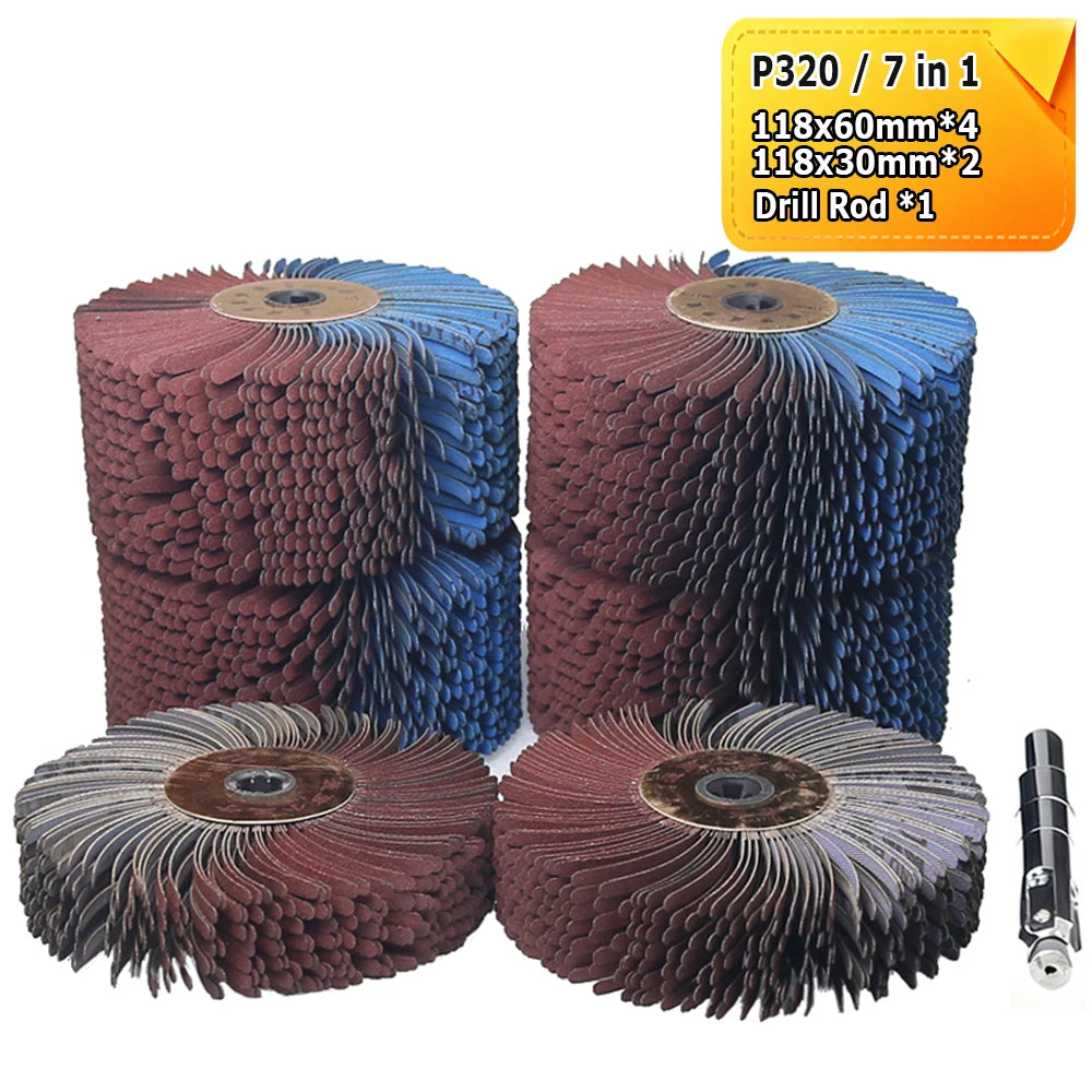118x60mm/30mm Abrasive Cloth Strips Polishing Brush Wheels Air Polisher Accessories for Wood Grinding Buffing