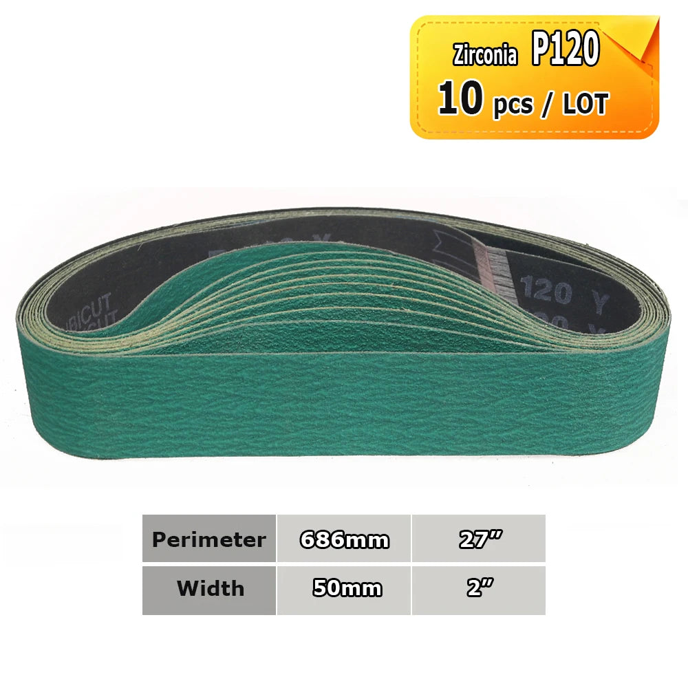 Sanding Belts 50x686mm 2"x27" Zirconia Ceramic AO Abrasive Bands P36-P1500 for Knife Stainless Grinding Woodworking Polishing