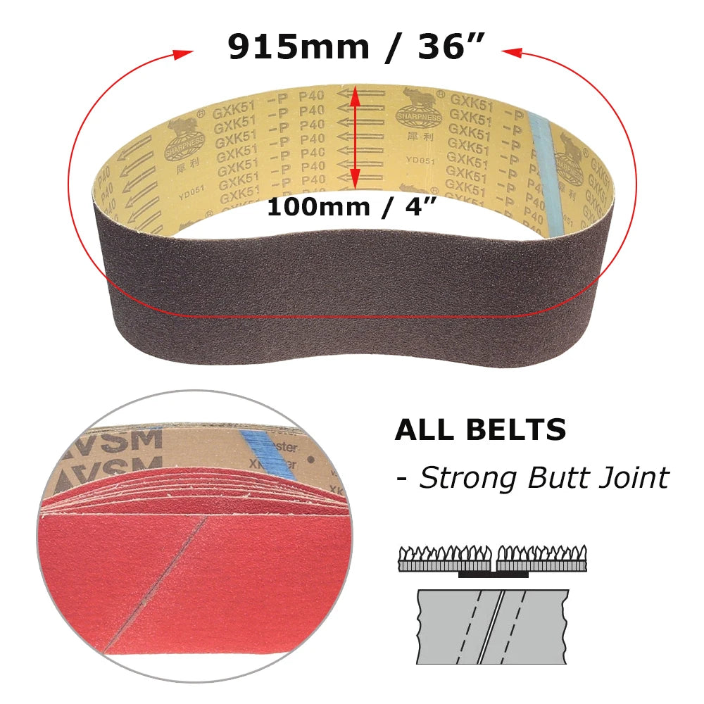 915x100mm Abrasive Sanding Belts 4"x36" Sander Bands Zirconia Ceramic Aluminum Oxide for Metal Grinding Woodworking Polishing