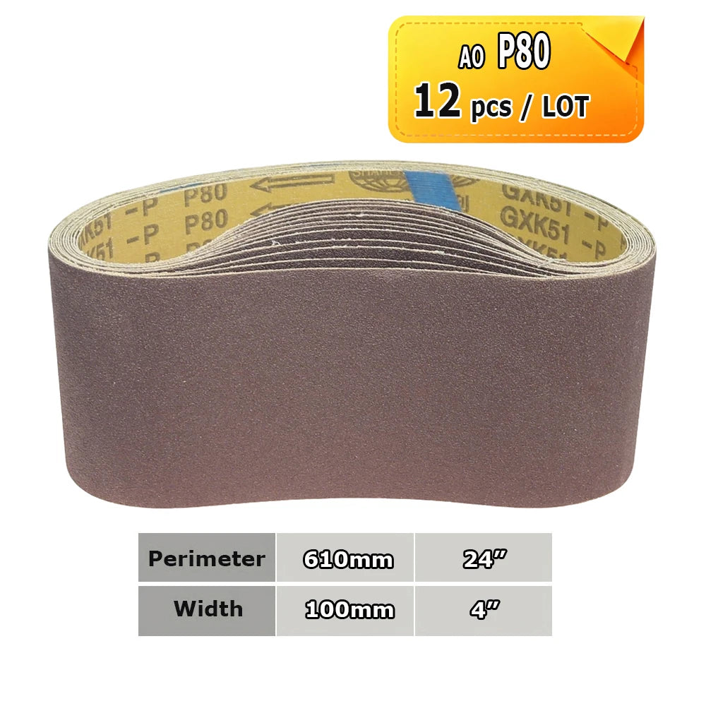 610x100mm Sanding Belts Zirconia Ceramic Aluminum Oxide Abrasive Bands 24"x3.9" for Knife Steel Wood Grinding Polishing