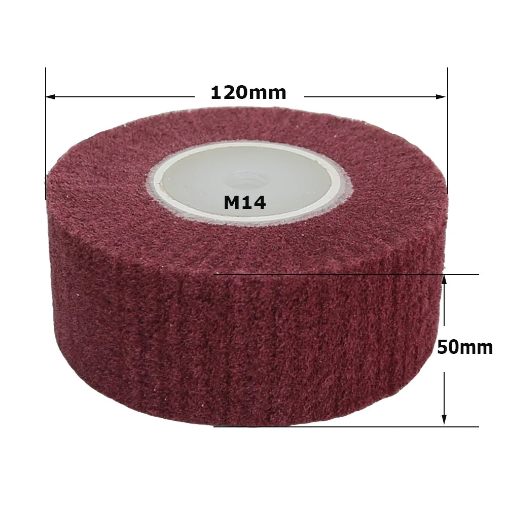 120x50mm M14 Non-woven Polishing Drum Wheel Angle Grinder Abrasive Grinding Wheel for Stainless Steel Finish