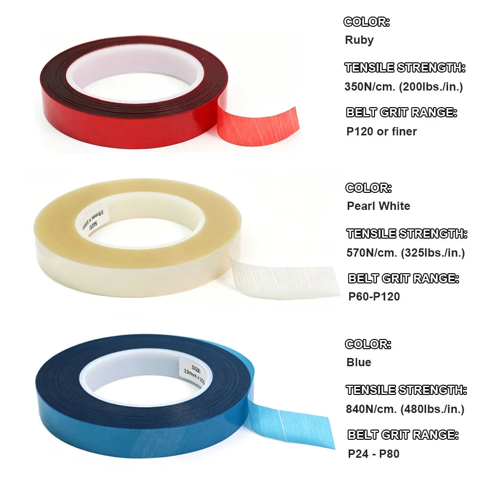 100M/Roll 19mm 67° Sanding Belt Splice Joint Tape Abrasive Band Connector Tape