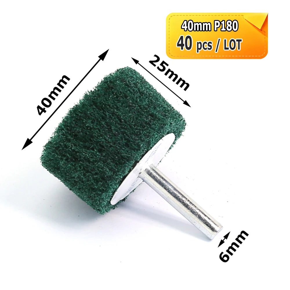 6mm 1/4" Shank Non-Woven Abrasive Buffing Mop Wheel Mounted Flap Drum Wheel for Drill Rotary Tools