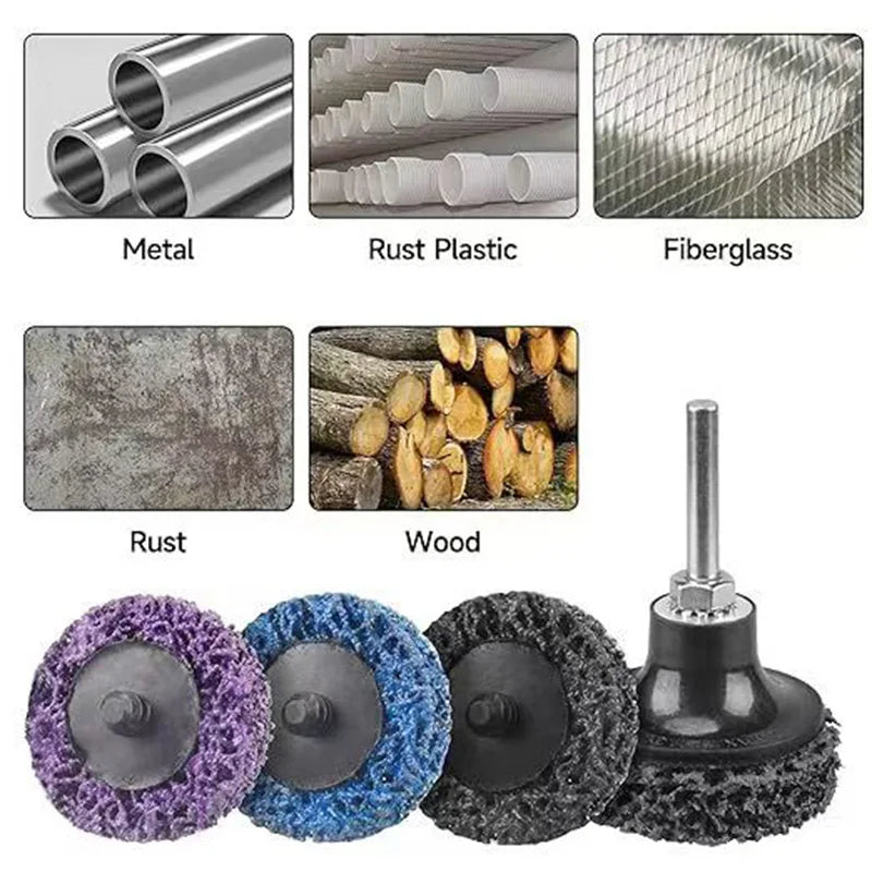 100 pcs 2" Quick-change SiC Net Mesh Nylon Fiber Poly Strip Grinding Disc for Rust Paint Removal Polishing Drill Back-up Pad