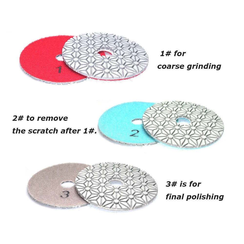 15 pcs 3-steps Polishing Pads Stone Wet Grinding Discs for Terrazzo Concrete Mable Re-new