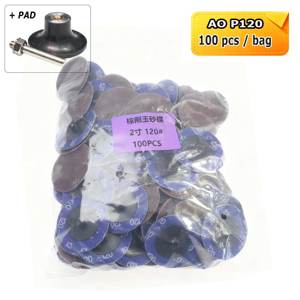 100 pcs/bag A/O Torque Sanding Discs P36-P600 for Metal Deburring Grinding Polishing Drill Die Grinder Air Polisher Tools